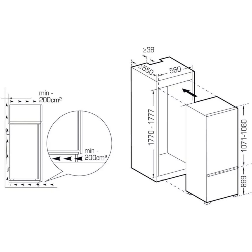 Réfrigérateur combiné encastrable SCRCS249FE 249L – Image 3