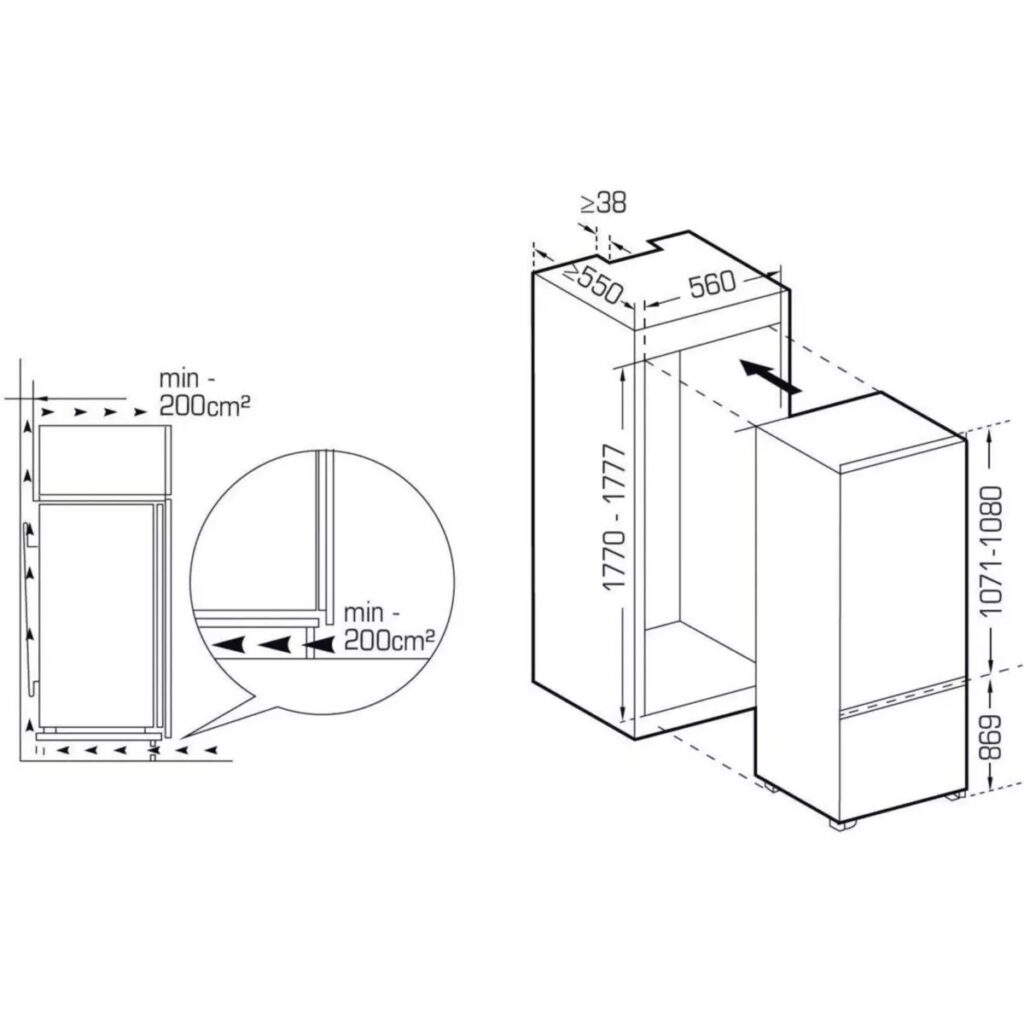 Réfrigérateur combiné encastrable SCRCS249FE 249L – Image 4
