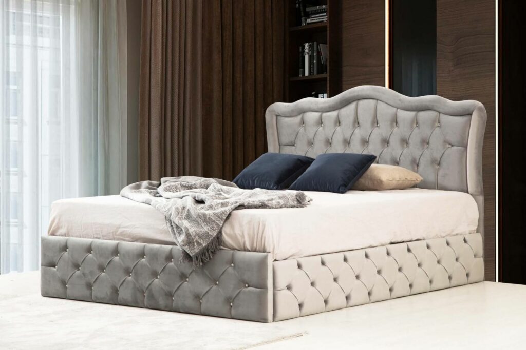 Cadre De Lit VENISE – Velours capitonné strass