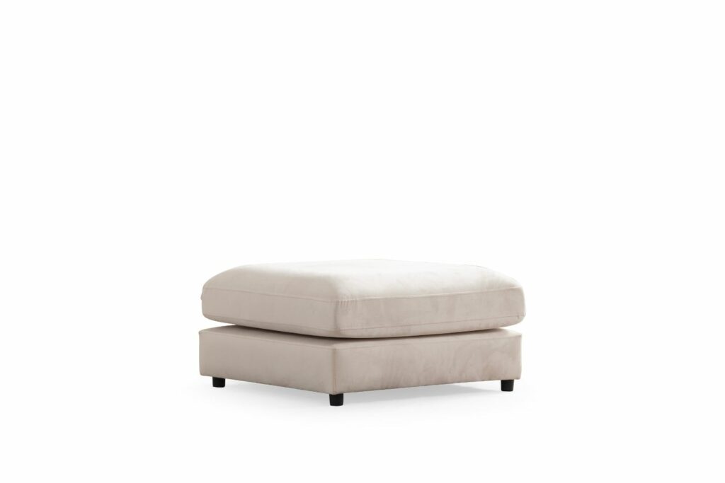 Canapé Julia Modulable Velours Blanc cassé 3+1 Pouf – Image 3