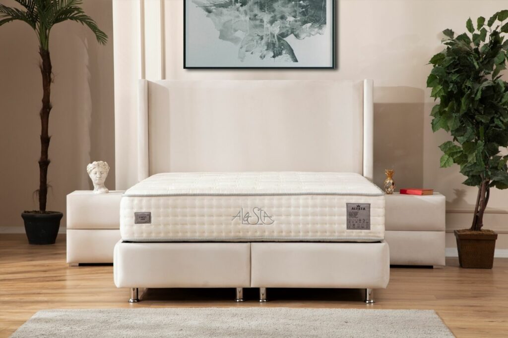 Lit Coffre COCO BLANC ECRU - Velours - 3 Dimensions