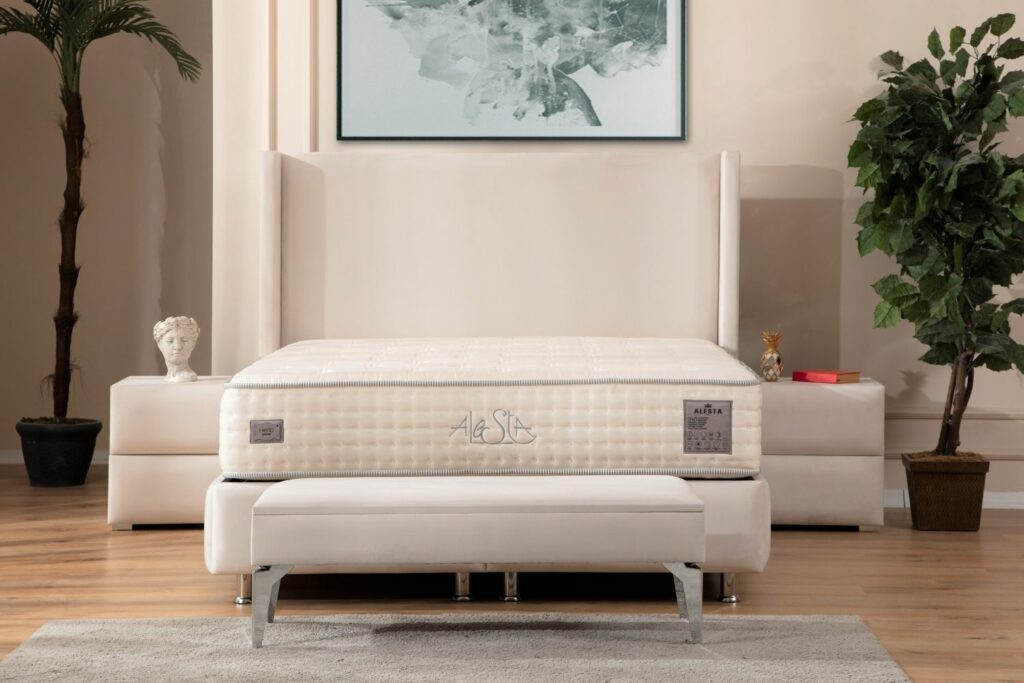 Lit Coffre COCO BLANC ECRU - Velours - 3 Dimensions – Image 4