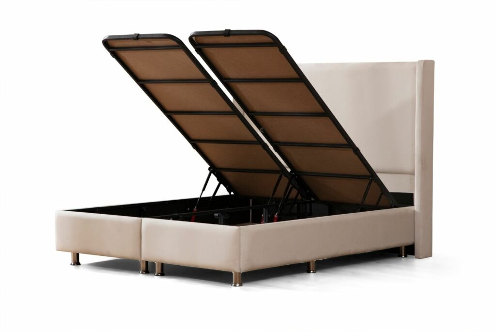 Lit Coffre COCO BLANC ECRU - Velours - 3 Dimensions – Image 9