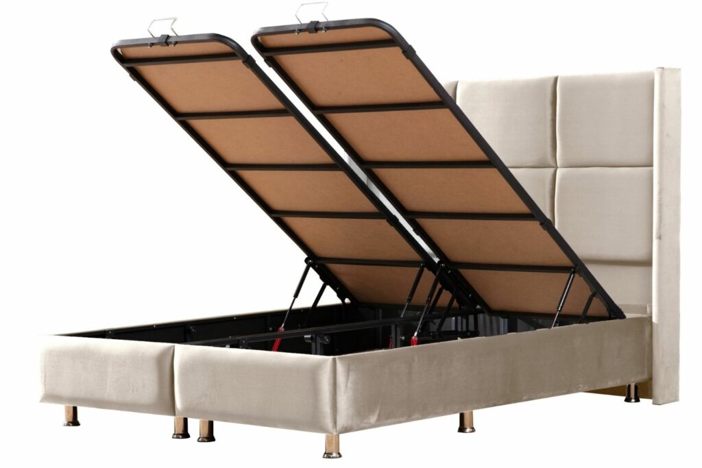 Lit Coffre RIO BEIGE - Velours – Image 3