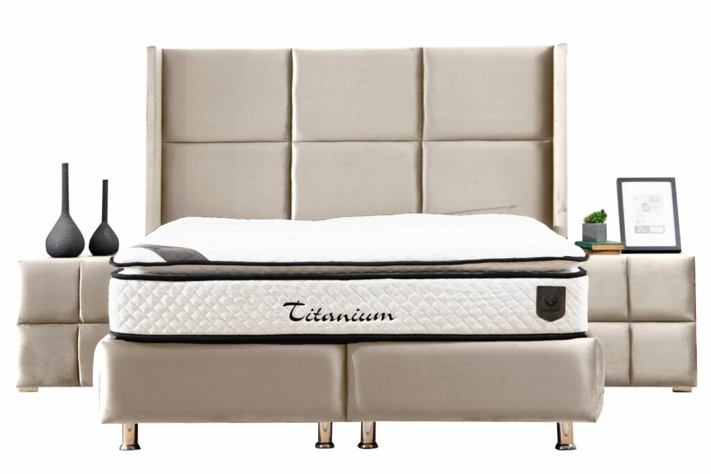 Lit Coffre RIO BEIGE - Velours – Image 4