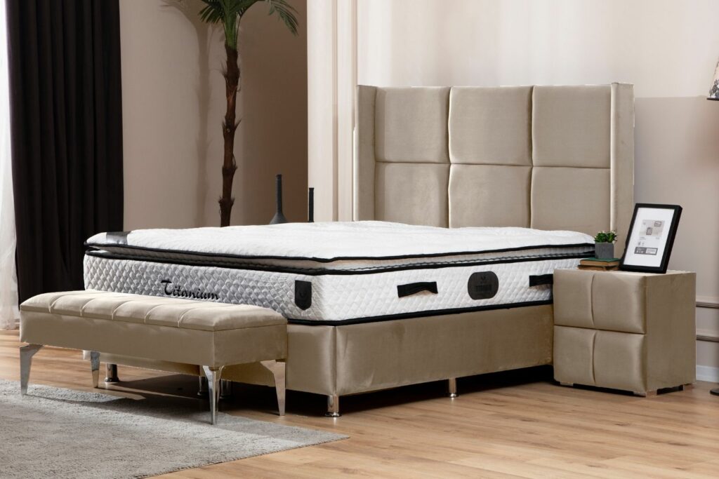 Lit Coffre RIO BEIGE - Velours – Image 6