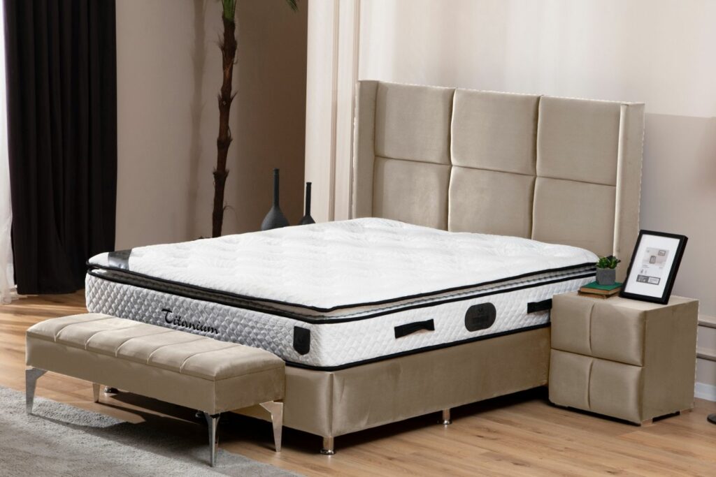 Lit Coffre RIO BEIGE - Velours – Image 7