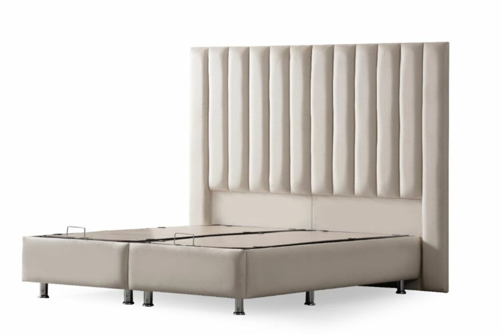 Lit Coffre ATHENA BLANC CASSE - VELOURS – Image 3