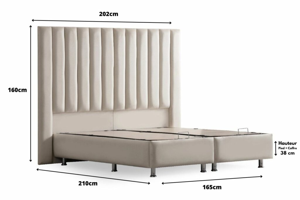 Lit Coffre ATHENA BLANC CASSE - VELOURS – Image 2