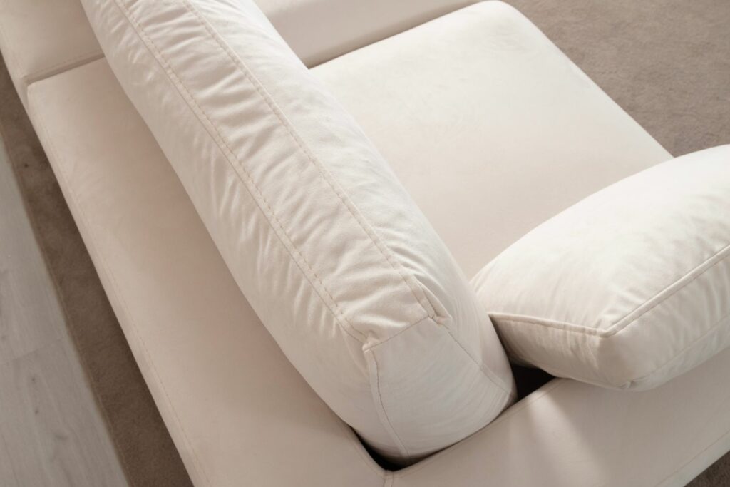 Canapé Julia Modulable Velours Blanc cassé 4+1 Pouf – Image 18