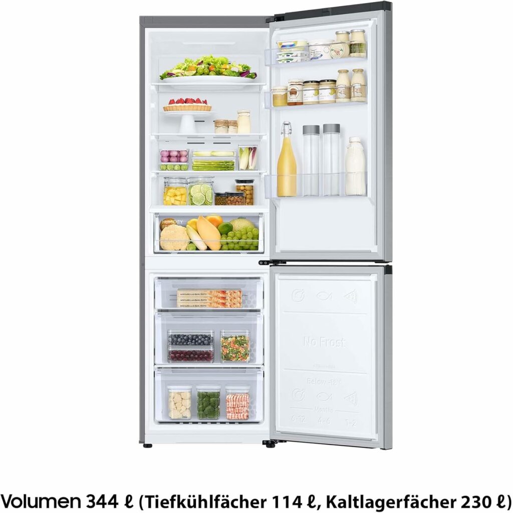 Réfrigérateur-congélateur Samsung, 185 cm, volume total 344 L, congélateur 114 L, mode Énergie AI, aspect inox, RL34C600CSA/EG – Image 14