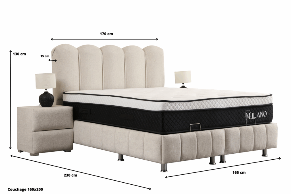 Lit Coffre EVA - Chenille 2 Places Hauteur tête de lit 130 cm – Image 2