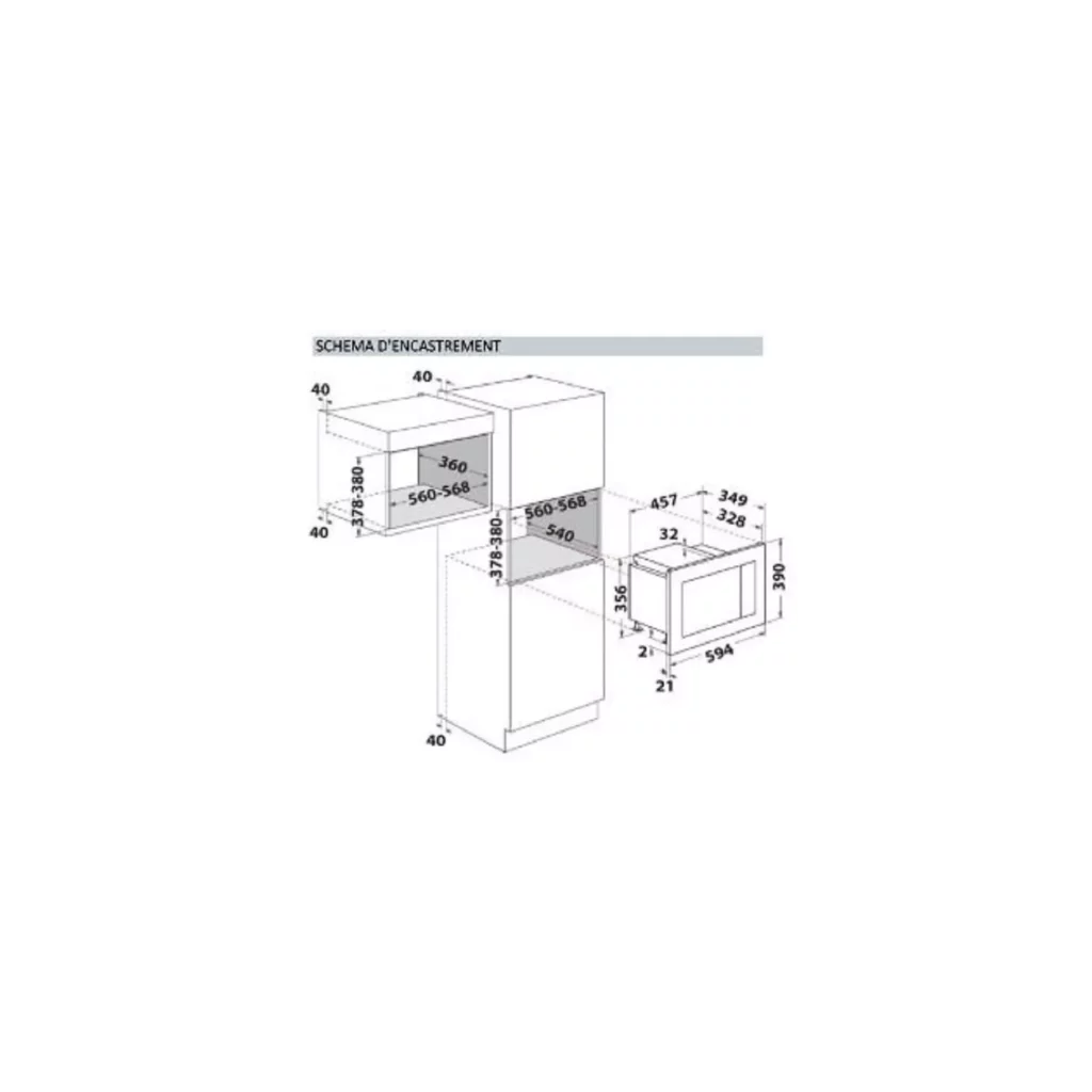 Whirlpool WMF200GNB - Four micro-ondes grill - encastrable - 20 litres - 800 Watt - noir – Image 10