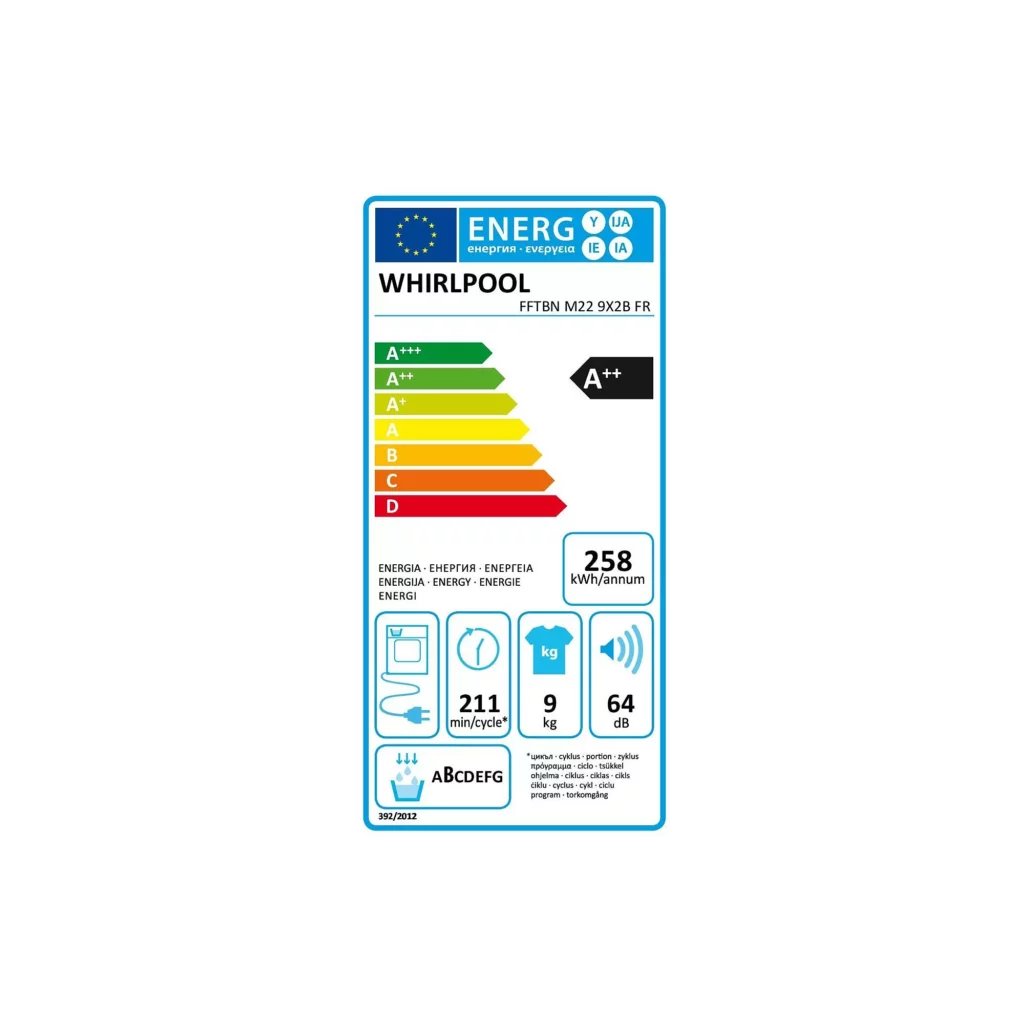 Sèche linge pompe à chaleur WHIRLPOOL 120L,9KG – Image 3
