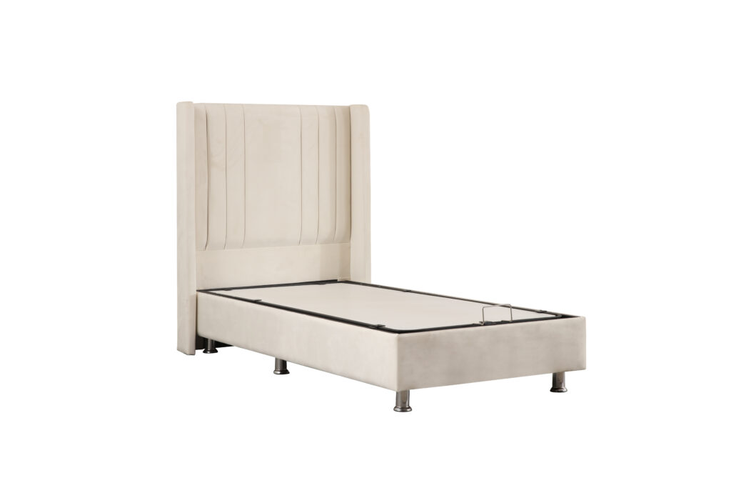 Lit Coffre Enfant ALMA Blanc Cassé - Velours – Image 2