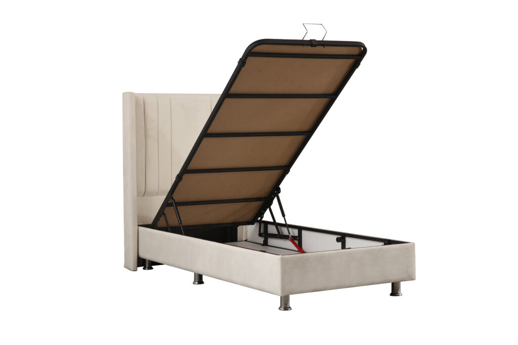 Lit Coffre Enfant ALMA Blanc Cassé - Velours – Image 3