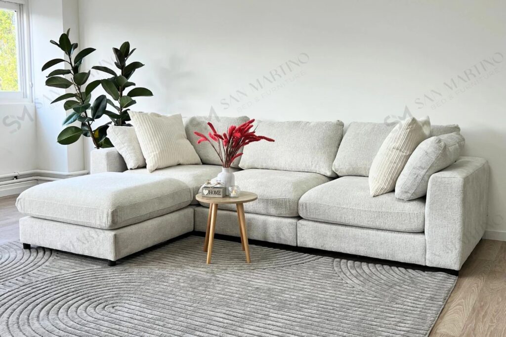 Canapé Julia Modulable Chenille 3+1 Pouf – Image 2