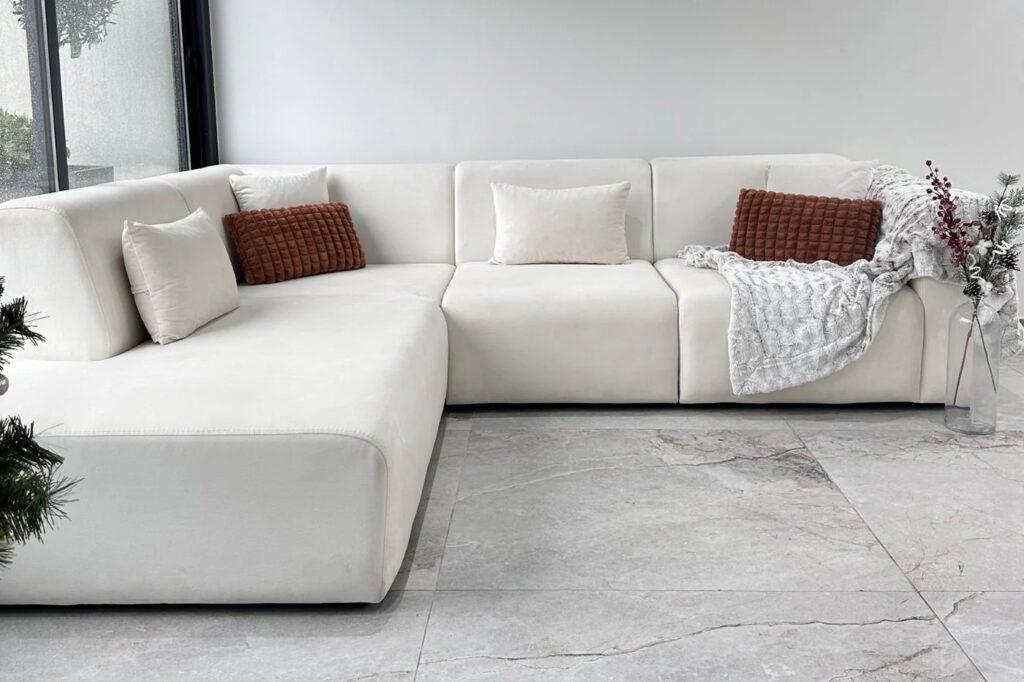 Canapé Coco Velours Blanc cassé angle DROIT – Image 7