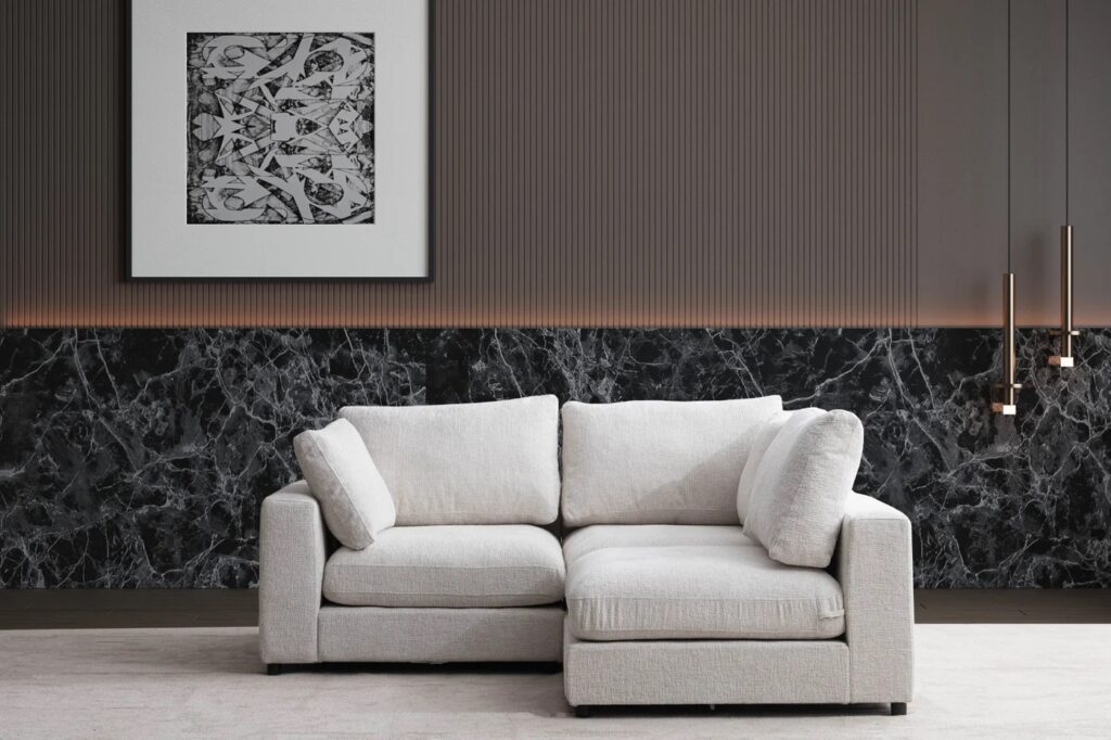 Canapé Julia Modulable Chenille 3+1 Pouf – Image 9