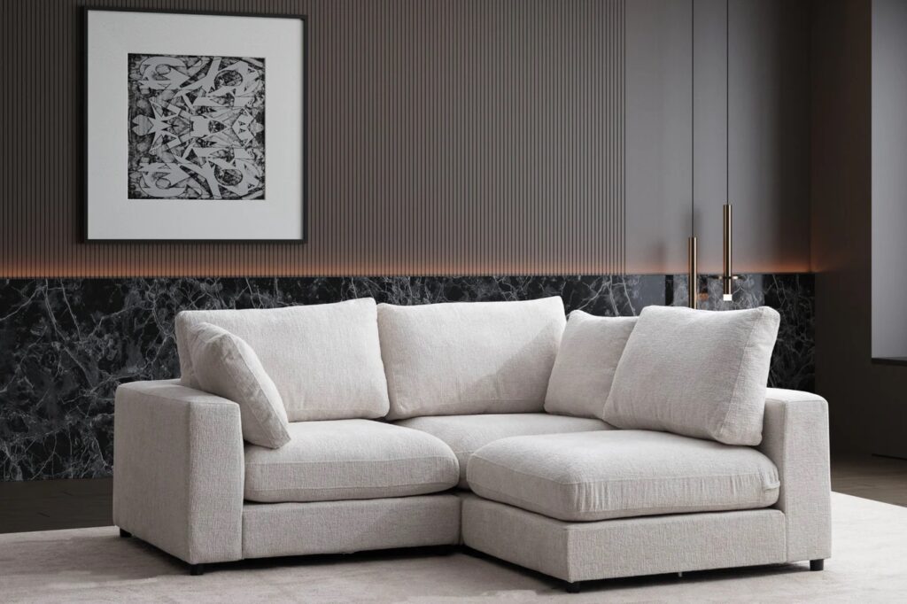 Canapé Julia Modulable Chenille 3+1 Pouf – Image 10