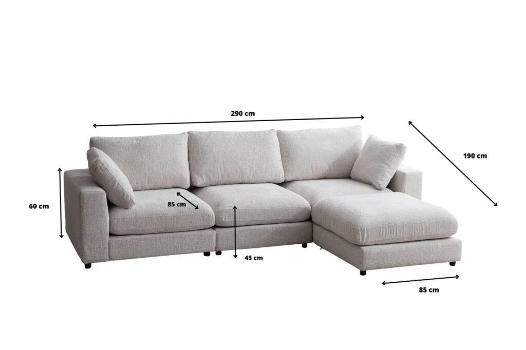 Canapé Julia Modulable Chenille 3+1 Pouf – Image 11