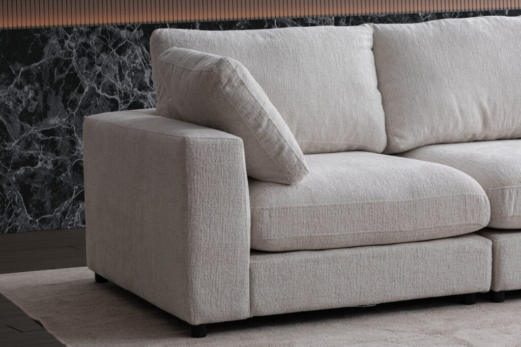 Canapé Julia Modulable Chenille 3+1 Pouf – Image 3