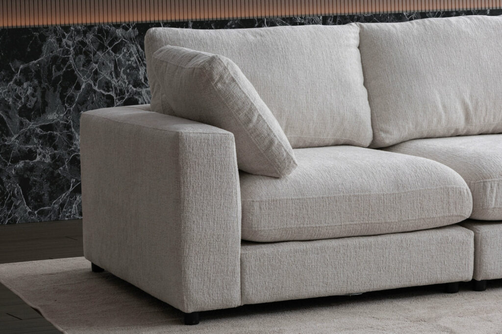 Canapé Julia Modulable Chenille 3+1 Pouf – Image 4
