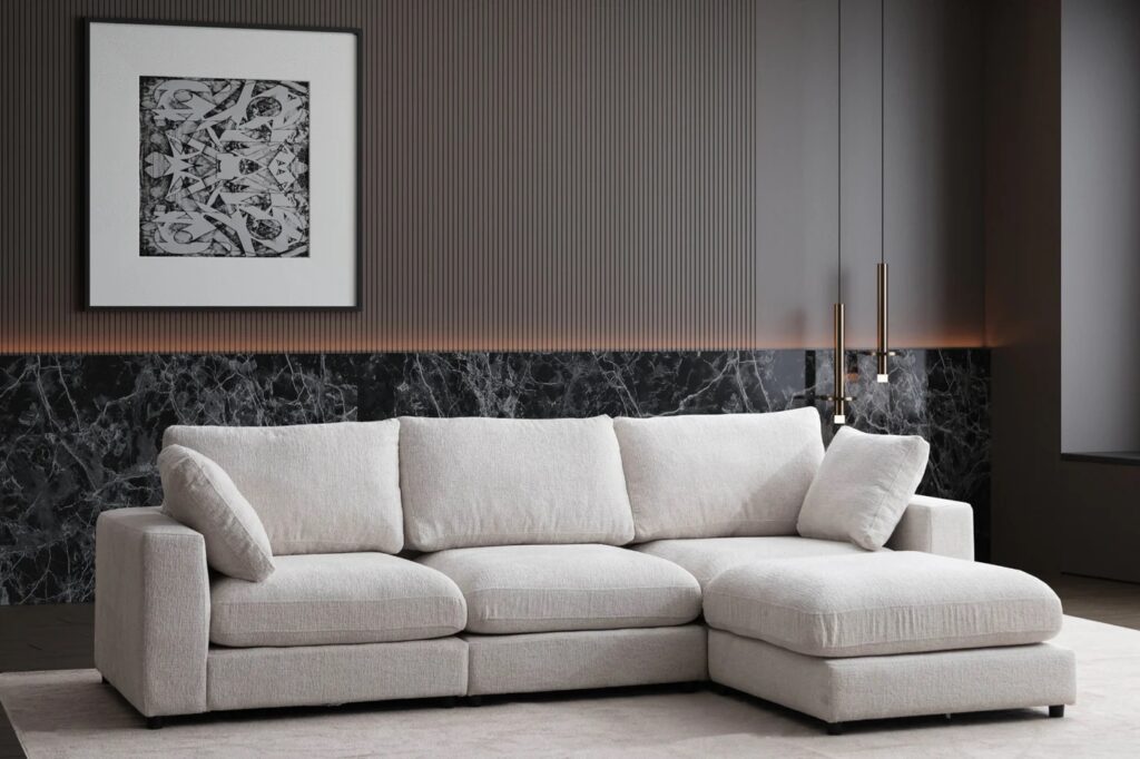 Canapé Julia Modulable Chenille 3+1 Pouf – Image 7