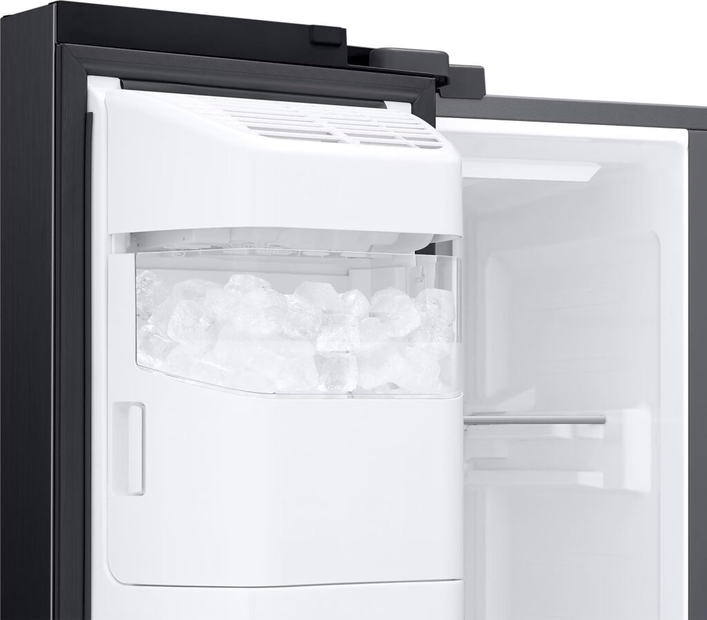 Réfrigérateur Américain Samsung , 178 cm, 635 L, mode Énergie IA, distributeur d'eau et de glaçons, No Frost+, acier noir haut de gamme, RS6GA854CB1/EG – Image 16
