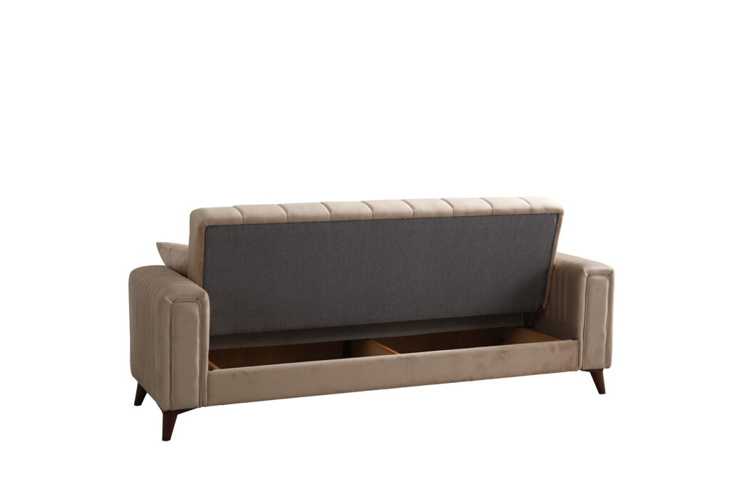 Canapé Convertible Nova Velours Beige 4 places – Image 5