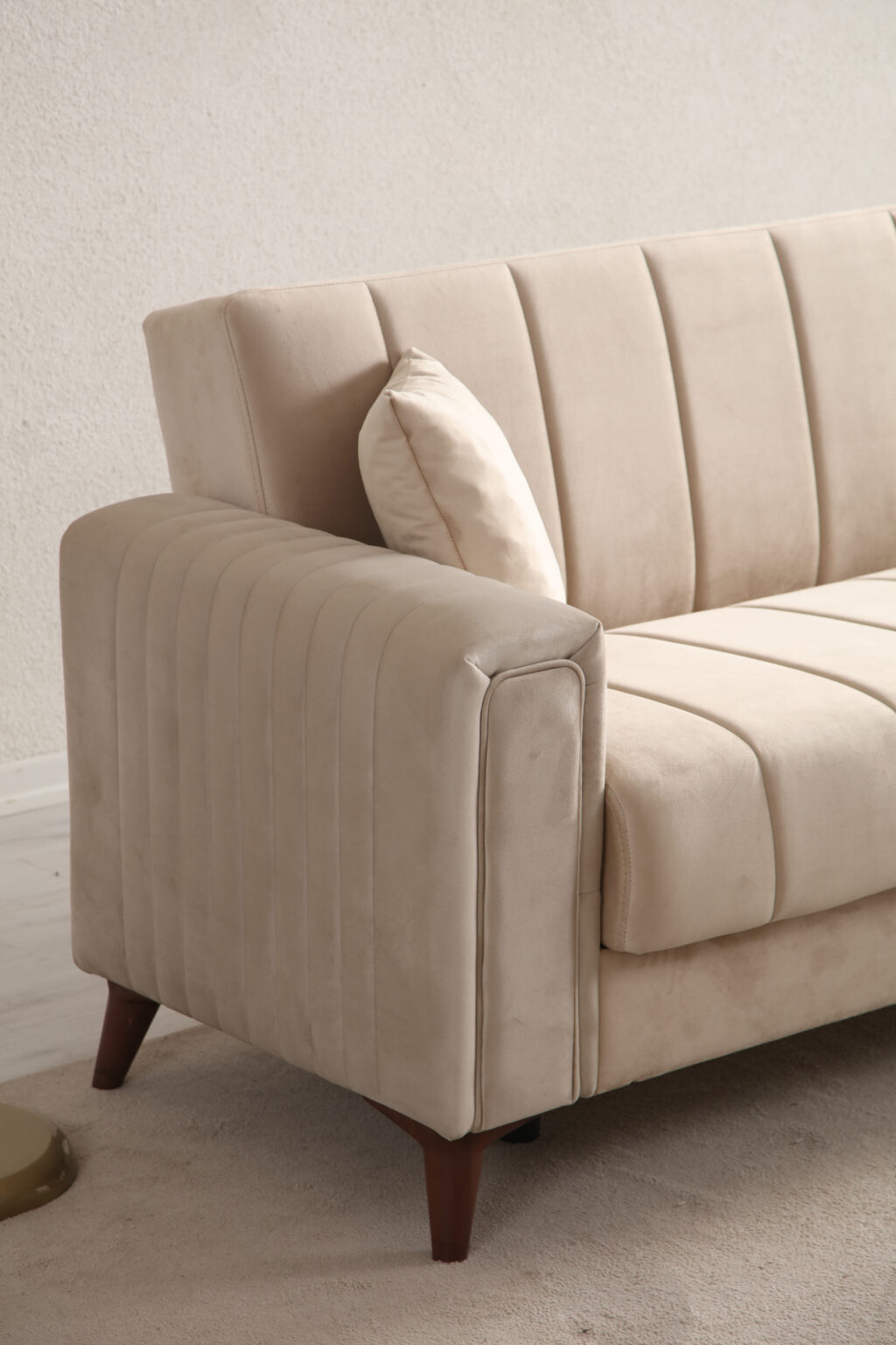 Canapé Convertible Nova Velours Beige 4 places – Image 9