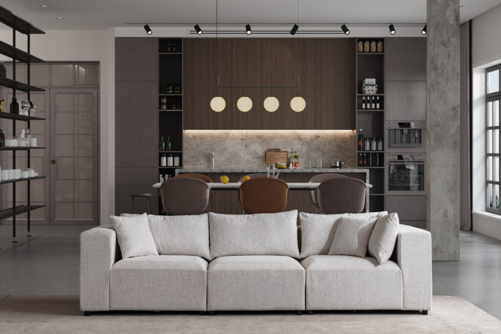 Canapé Azra Modulable Velours & Chenille  Blanc cassé 6-7 places – Image 10