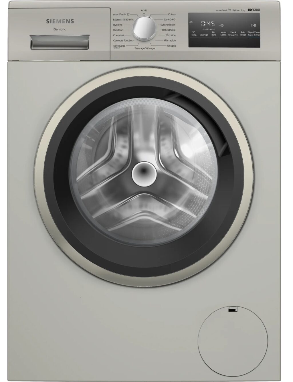 Lave linge hublot Siemens WM14N20XFR 9kg 1400 tr/min, Silver inox