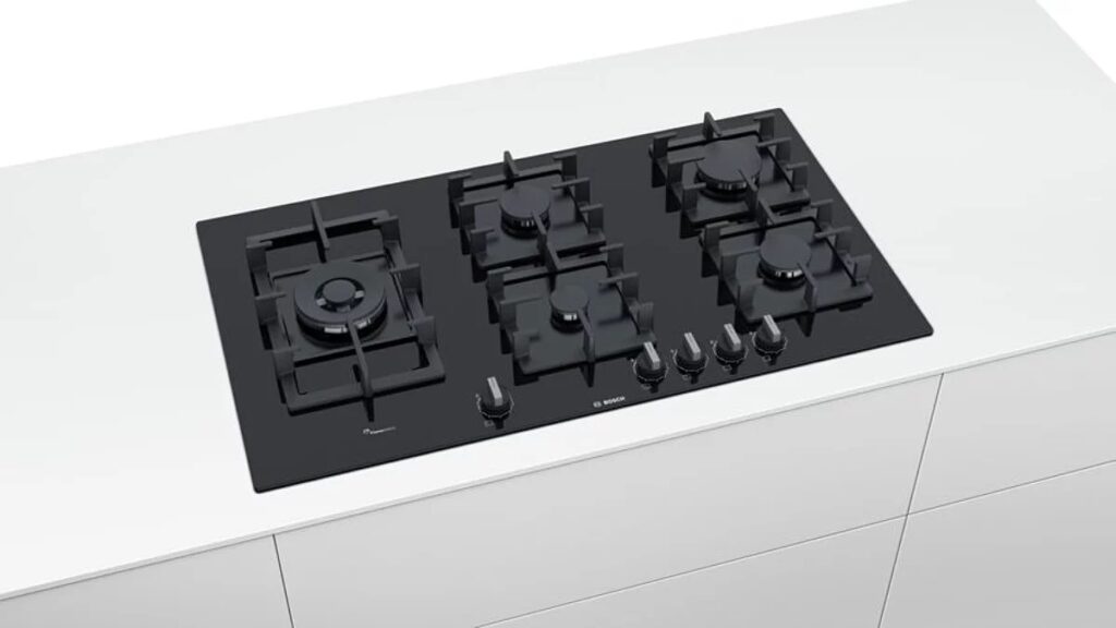 Série 6 Table de cuisson à gaz 90 cm Verre dur, Noir Bosch PPS9A6B90 Intégré Gaz 5 zone(s) – Image 5