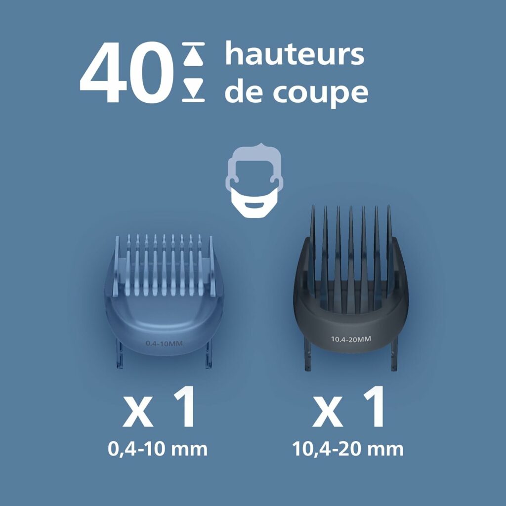 Philips Tondeuse à barbe série 7000 - Lames en métal auto-affûtées, 40 hauteurs de coupe réglables, Technologie BeardSense, Collecte des poils, 100% étanche, Tondeuse large, Modèle BT7670/15 – Image 8