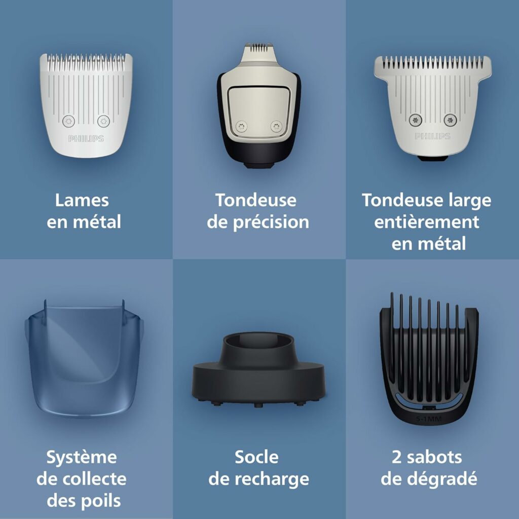 Philips Tondeuse à barbe série 7000 - Lames en métal auto-affûtées, 40 hauteurs de coupe réglables, Technologie BeardSense, Collecte des poils, 100% étanche, Tondeuse large, Modèle BT7670/15 – Image 7
