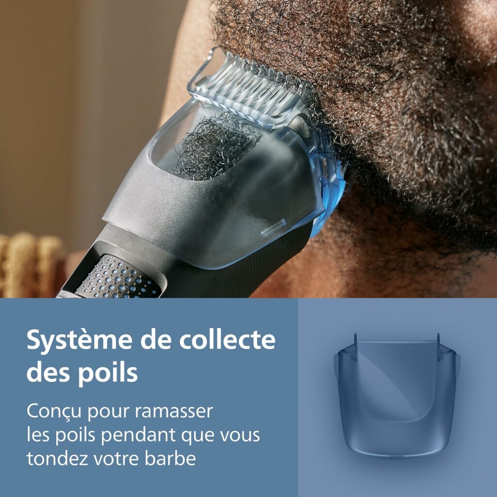Philips Tondeuse à barbe série 7000 - Lames en métal auto-affûtées, 40 hauteurs de coupe réglables, Technologie BeardSense, Collecte des poils, 100% étanche, Tondeuse large, Modèle BT7670/15 – Image 6